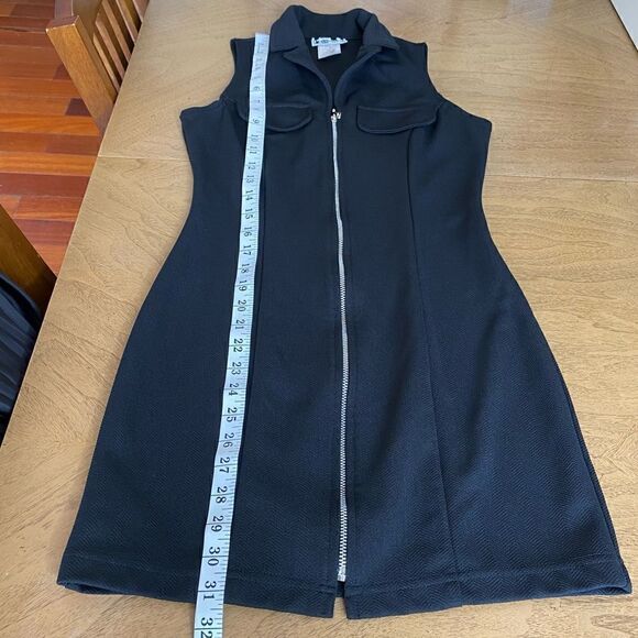 Black Vintage 90's Zip Up Bodycon Mini Dress Size 3 (4 Women's) - Picture 8 of 10
